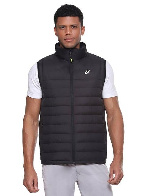 asics black regular fit sleeveless sports jacket