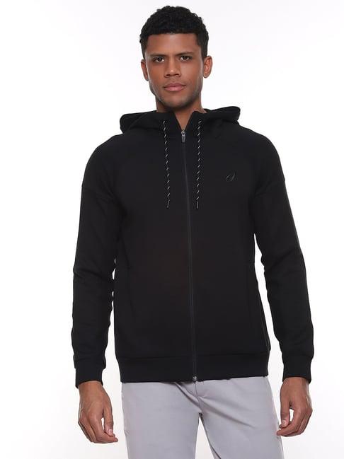 asics black regular fit sports hoodies