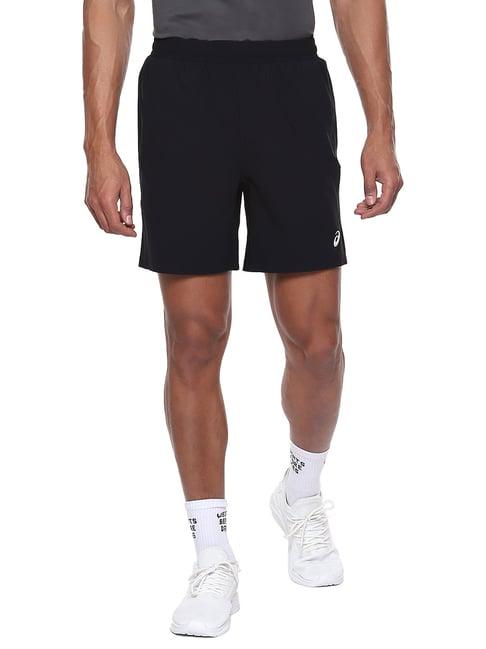 asics black regular fit sports shorts