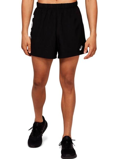 asics black regular fit sports shorts