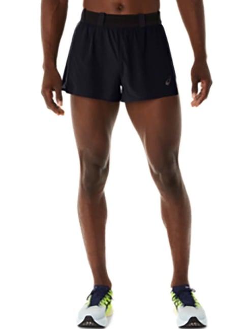 asics black regular fit sports shorts