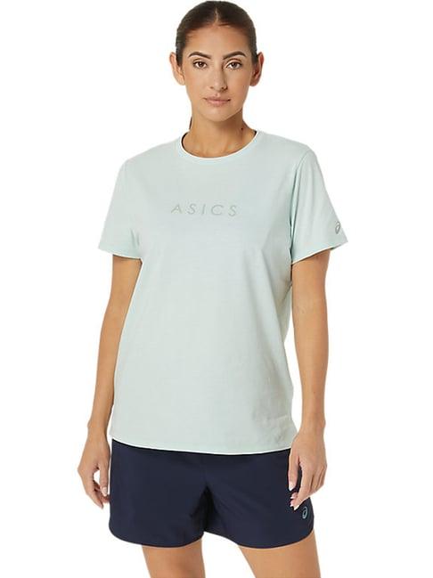 asics blue cotton printed sports t-shirt