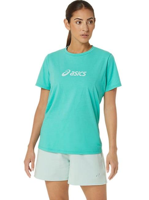 asics blue cotton printed sports t-shirt