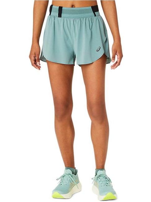 asics blue mid rise sports shorts