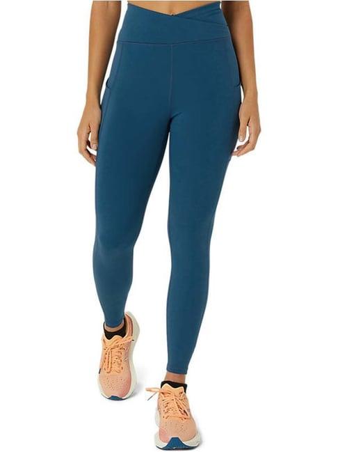 asics blue mid rise sports tights