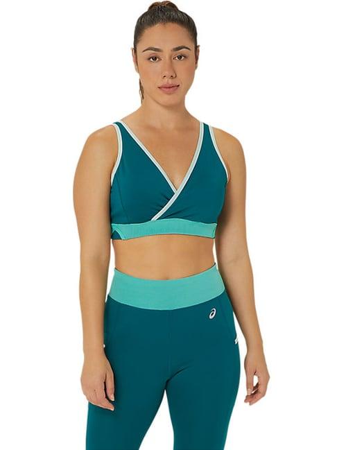 asics blue plain sports bra