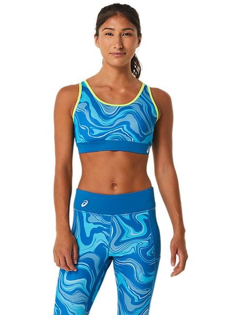 asics blue printed sports bra