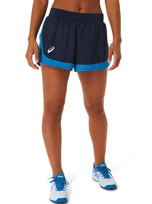 asics blue printed sports shorts