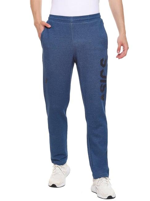 asics blue regular fit printed sports trackpants