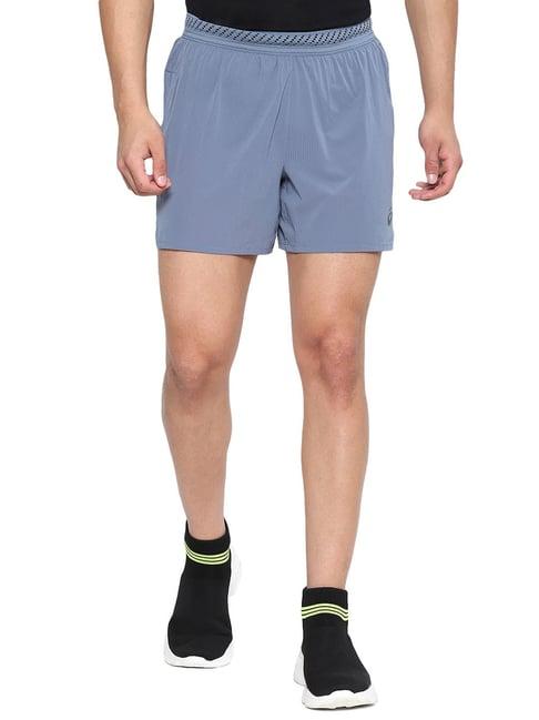 asics blue regular fit self design sports shorts