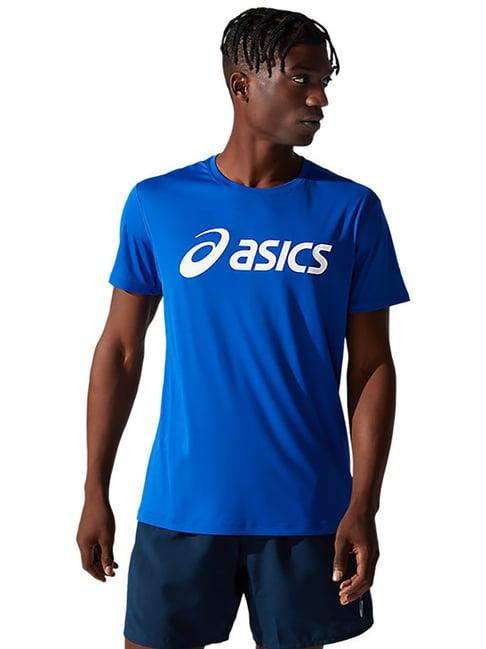 asics blue short sleeves silver t-shirt