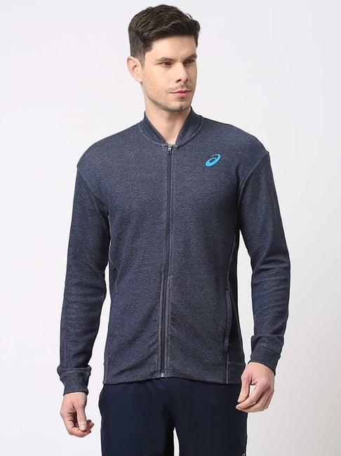 asics blue skinny fit basic sports jacket