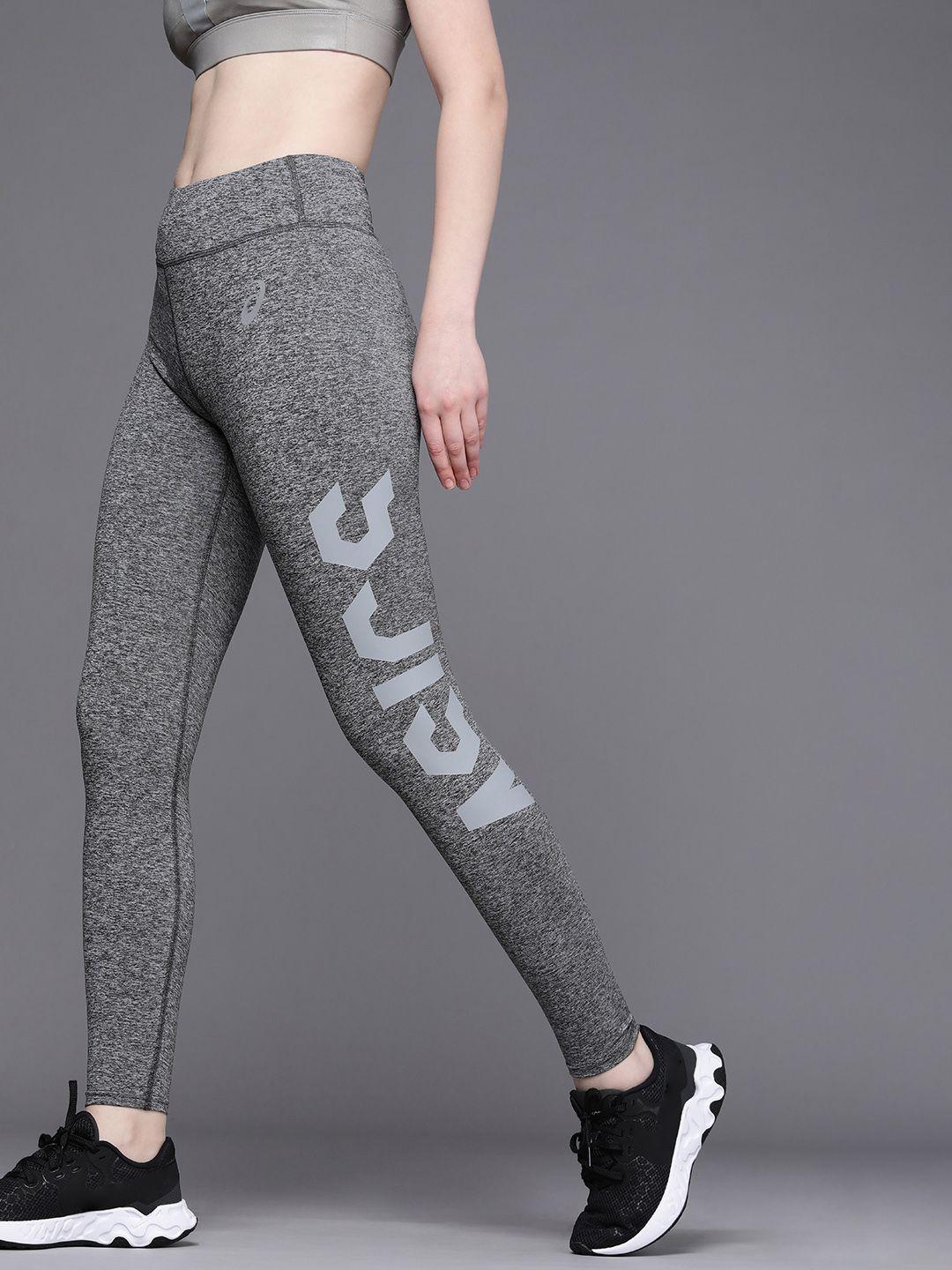asics brand logo printed cropped high waist training tights