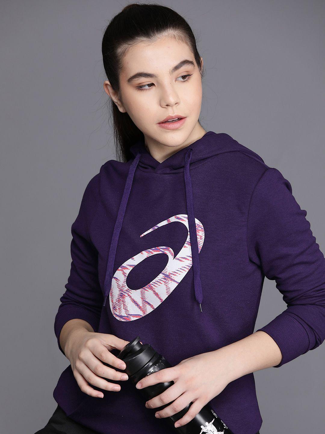 asics brand logo printed hooded sports sweatshirt