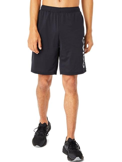 asics charcoal regular fit printed sports shorts