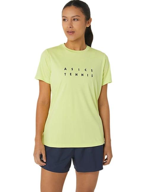 asics court graphic yellow printed t-shirt