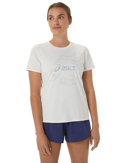 asics cream printed sports t-shirt