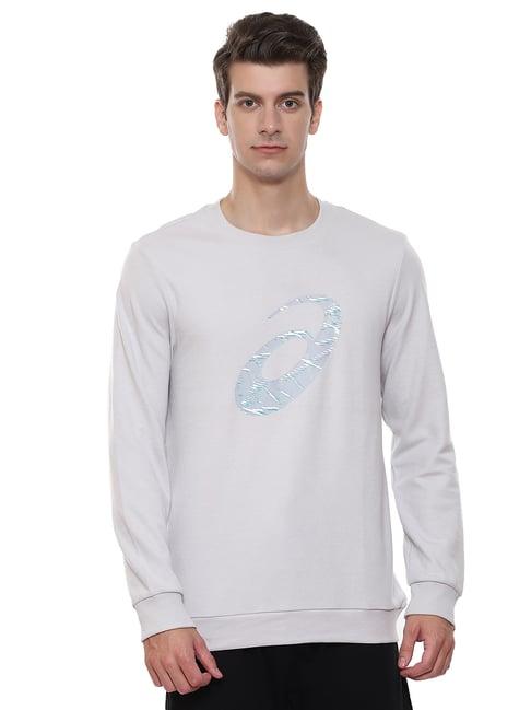 asics glacier grey regular fit printed sweatshirt