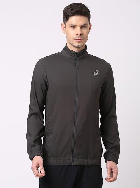 asics graphite grey skinny fit printed sports jacket