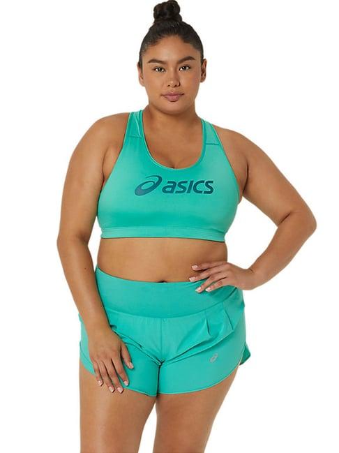 asics green printed sports bra