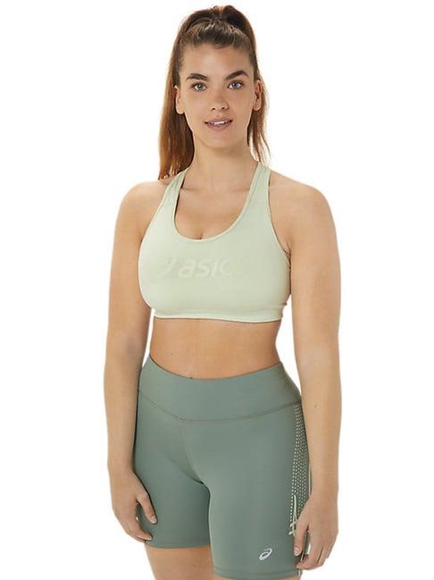 asics green printed sports bra