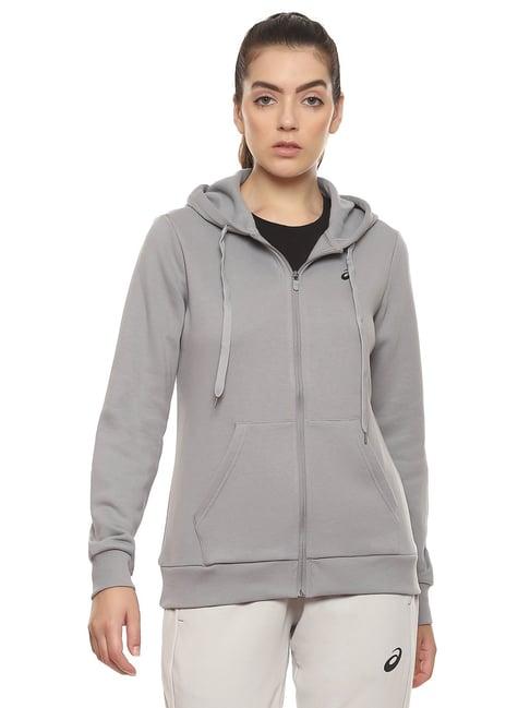 asics grey front-open hoodie