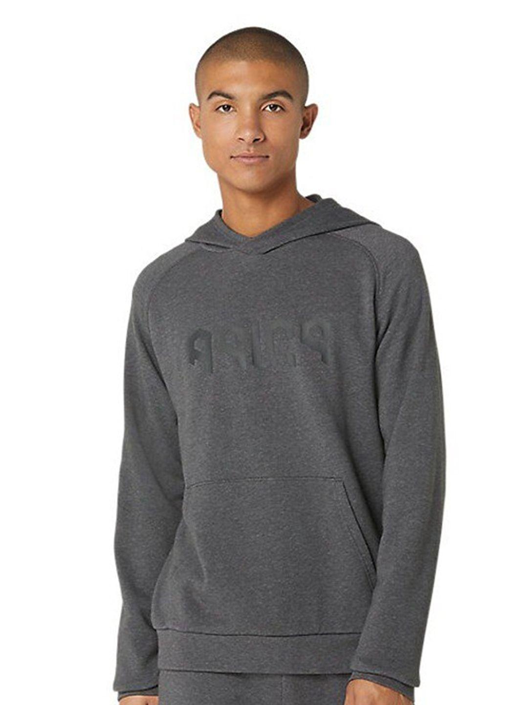 asics hex graphic printed french terry po hooded pullover sweatshirt