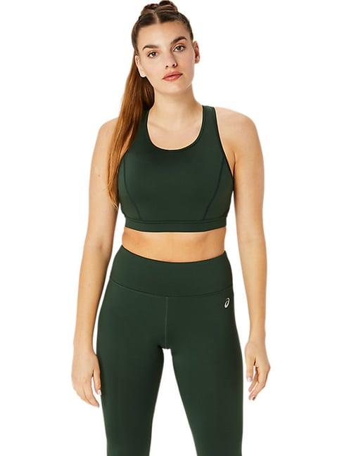 asics high impact green sports bra