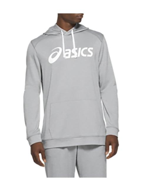 asics light grey printed hoodie