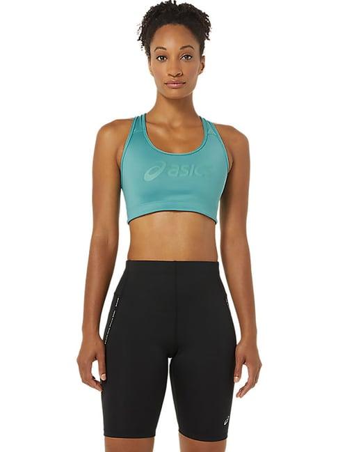 asics logo blue womens bra