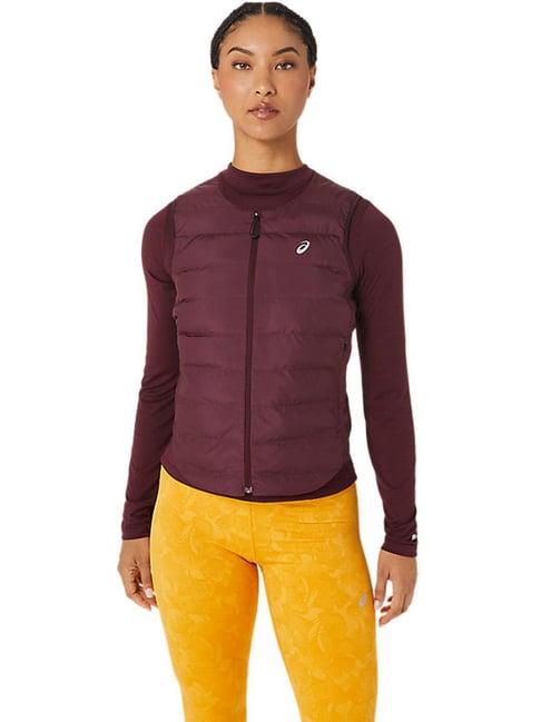 asics maroon padded vest jacket