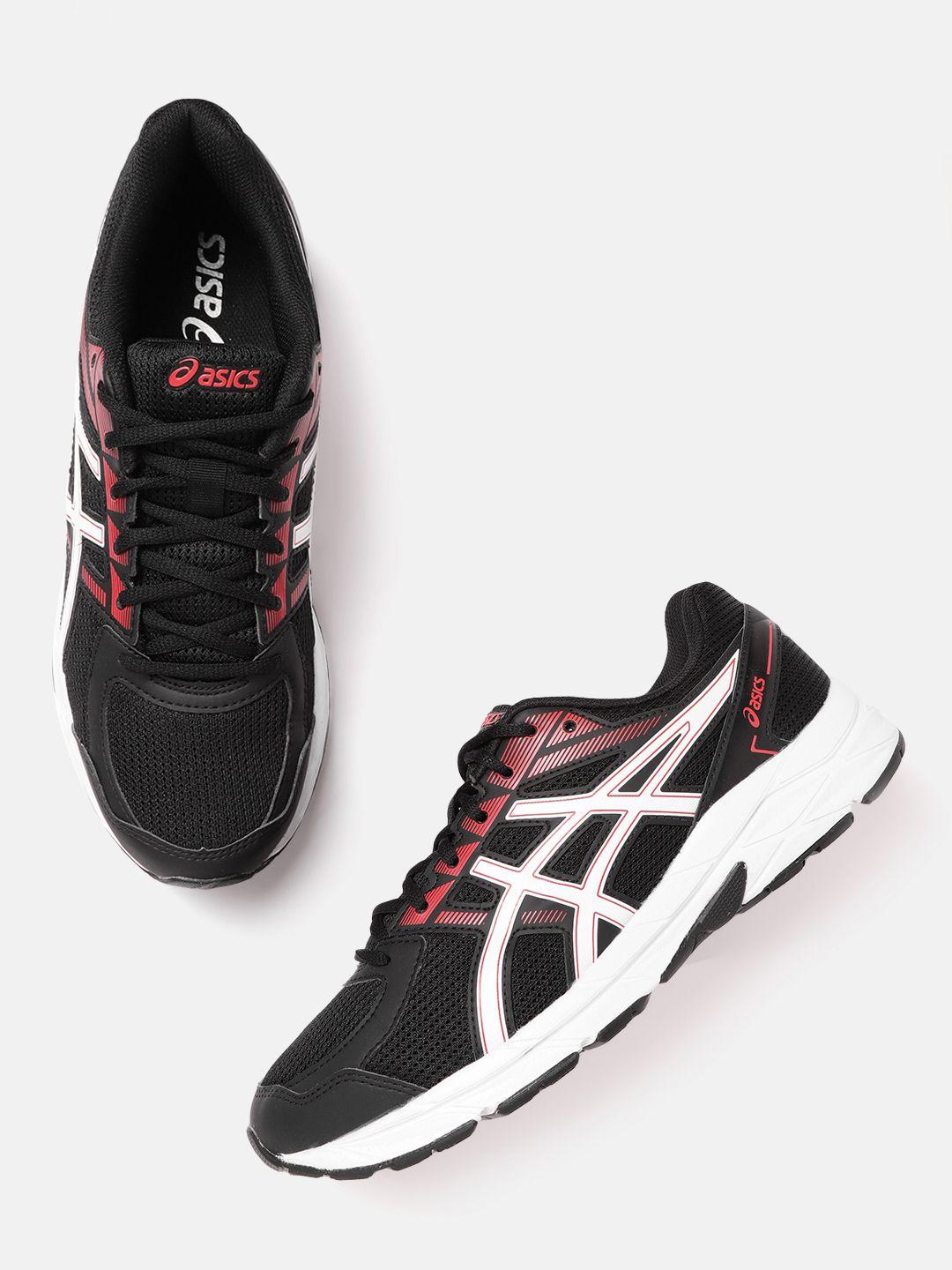 asics men black & white woven design jolt 1 running shoes