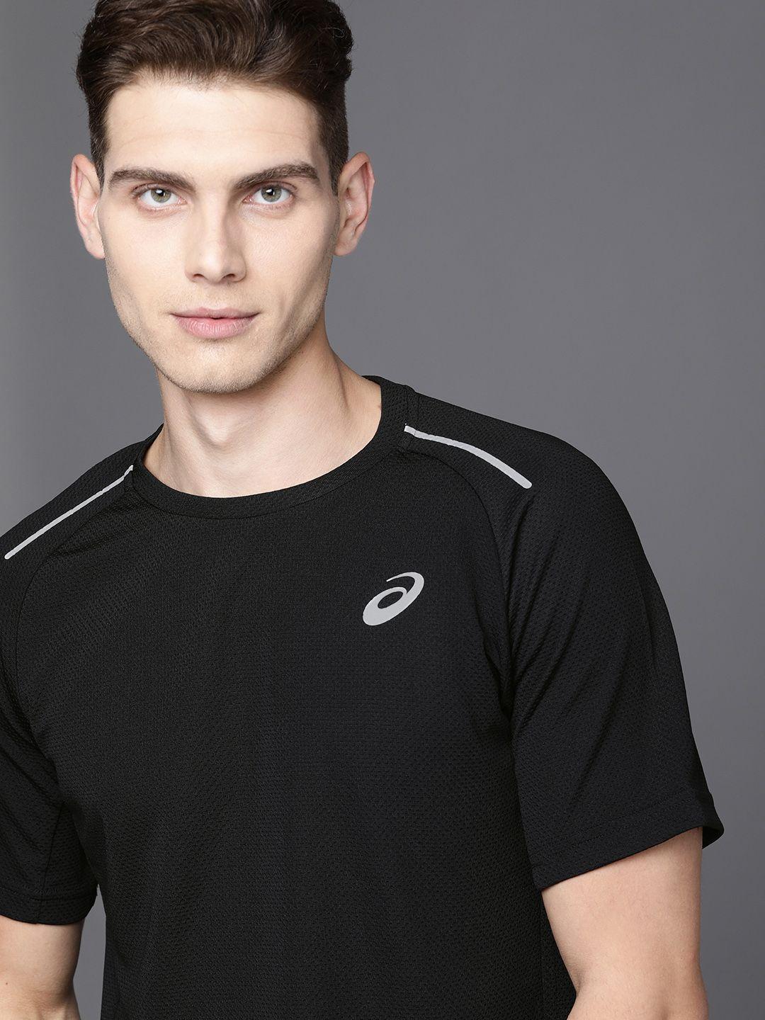 asics men black round neck  running t-shirt