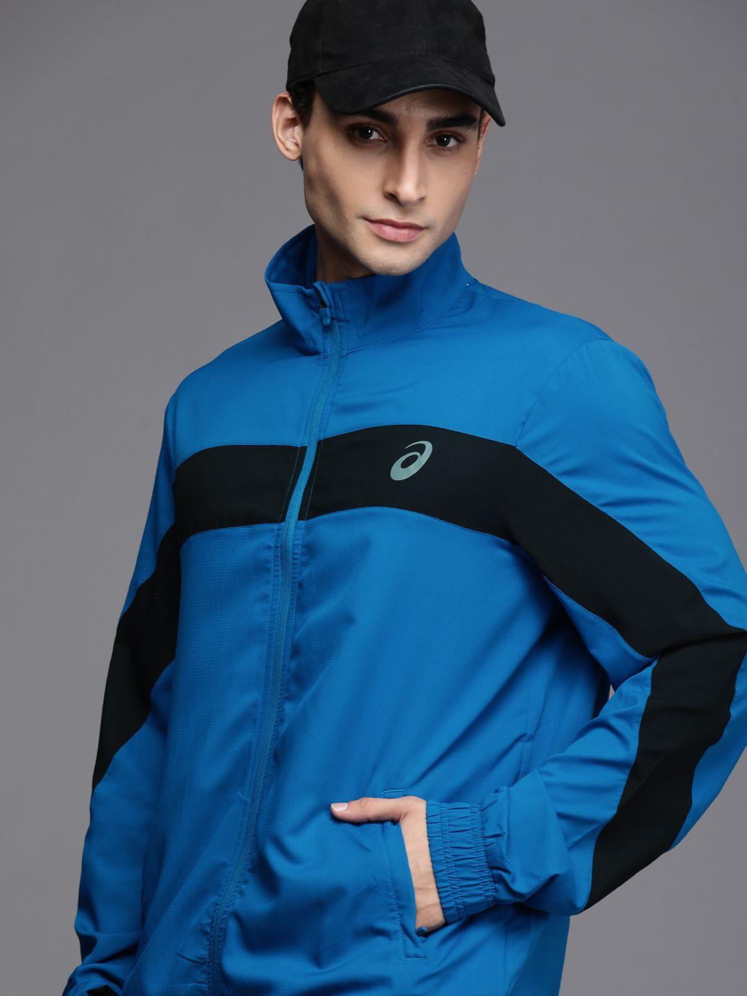 asics men blue lightweight sporty running jacket