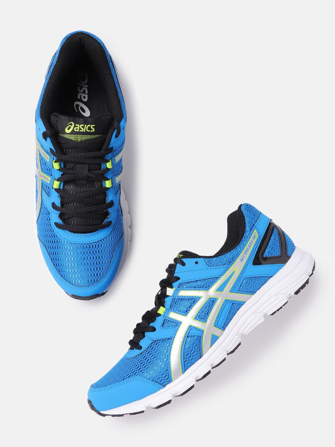 asics men blue woven design gel-galaxy 8 running shoes