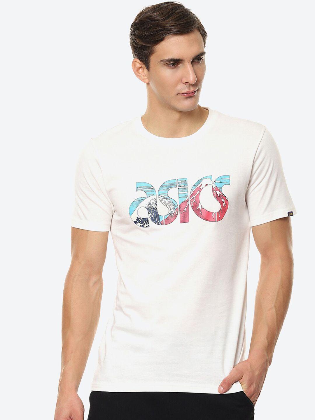 asics men cream-coloured jpn view ss 1 training or gym t-shirt