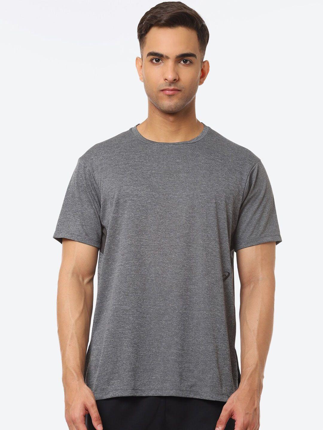 asics men grey solid t-shirt
