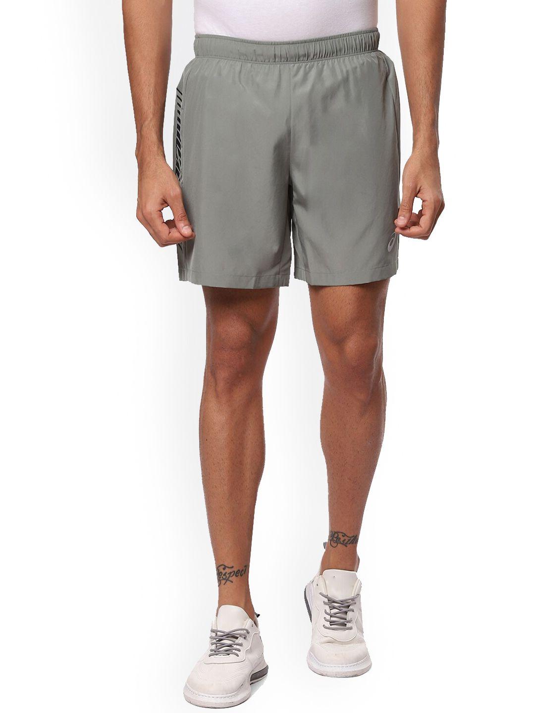 asics men lichen green icon 7in solid shorts