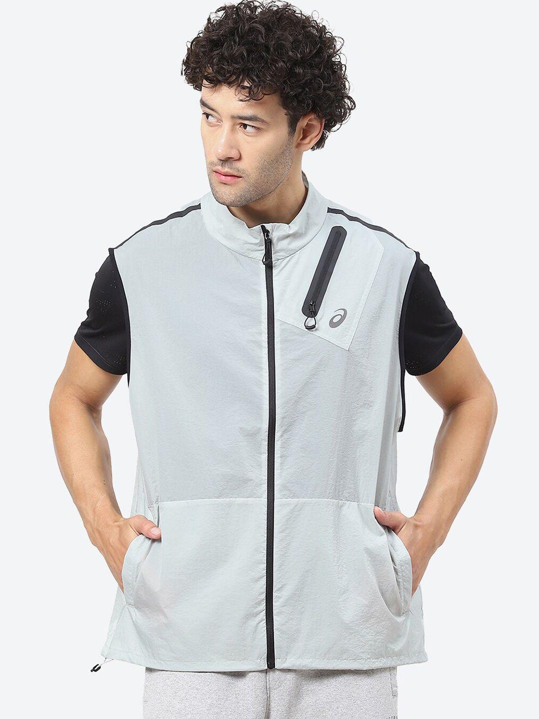 asics metarun packable vest stand collar bomber jacket