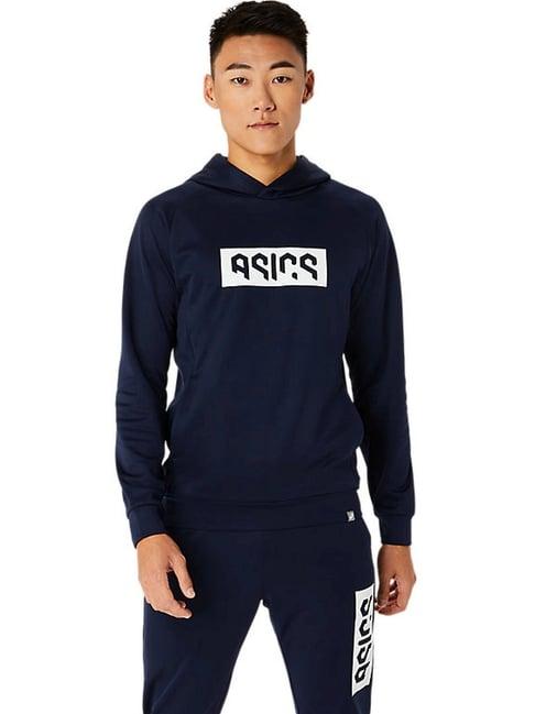 asics midnight regular fit printed hooded sweatshirt