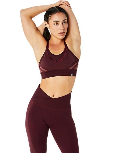 asics nagino seamless maroon sports bra