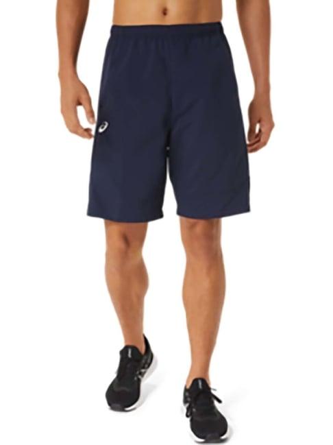 asics navy regular fit printed sports shorts