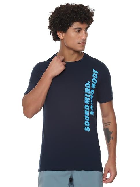 asics navy regular fit printed sports t-shirt