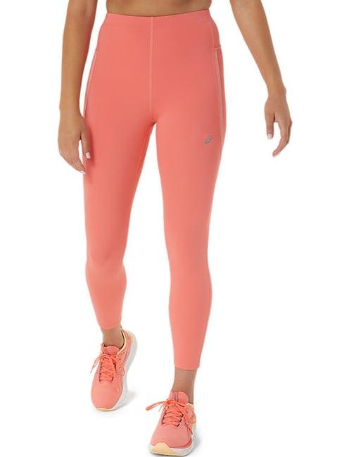 asics orange plain sports tights