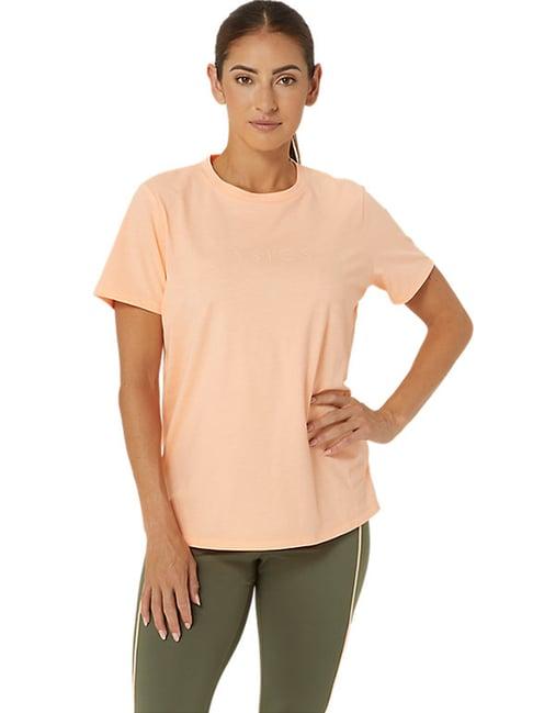 asics peach cotton regular fit sports t-shirt