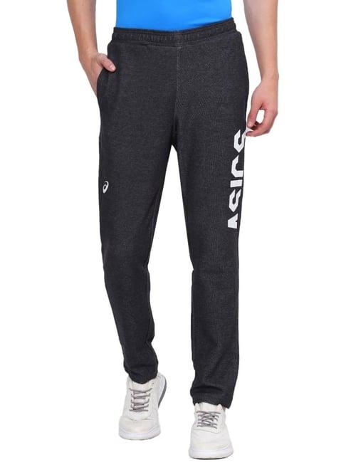 asics performance black regular fit printed sports trackpants