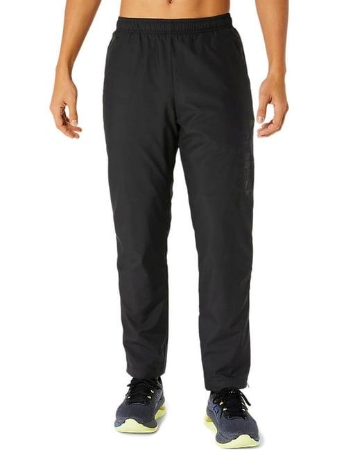 asics performance black regular fit printed sports trackpants