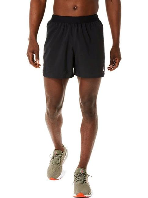 asics performance black regular fit sports shorts