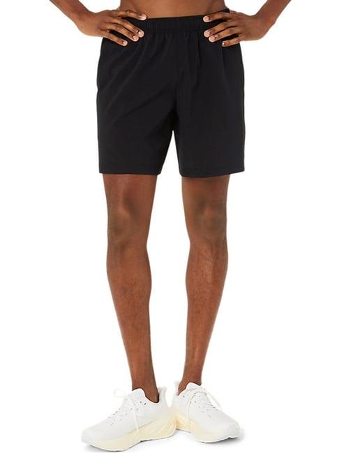 asics performance black regular fit sports shorts