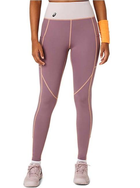 asics purple mid rise sports tights